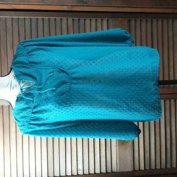 Matilda Jane blue green boho peasant top Woman's Size S NWOT - Picture 2 of 10